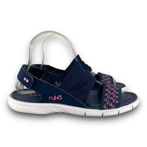Ryka Rodanthe Strappy Sandals Slip On Adjustable Ankle Strap Blue Pink Women 8M